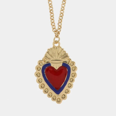 Collana con cuore sacro blu e rosso | regali portafortuna scaramantici | BYSIMON