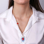 Collana in Metallo con cuore sacro blu e rosso - BYSIMON gioielli