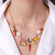 Collana in Metallo con limoni e peperoncini pendenti