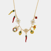 Collana in Metallo con limoni e peperoncini pendenti