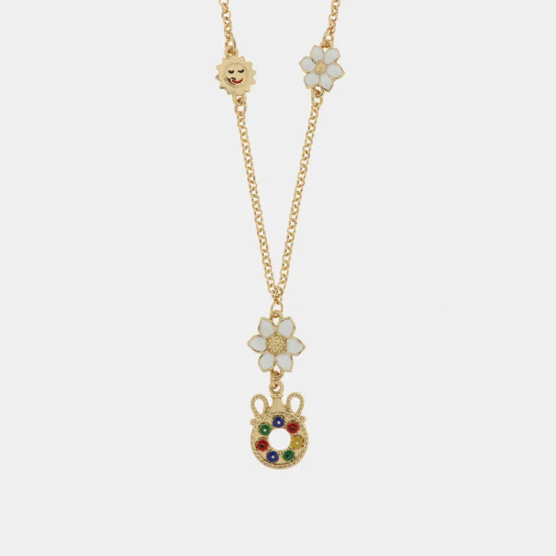 Collana in Metallo con fiore e anfora pendente