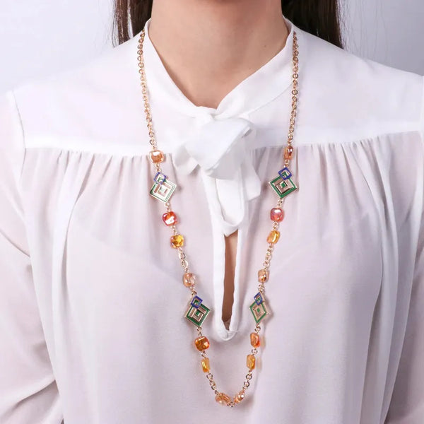 Collana in Metallo con cristalli ispirati all'art glass
