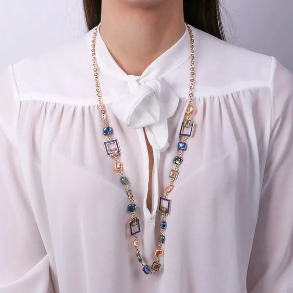 Collana in Metallo con cristalli ispirati all'art glass