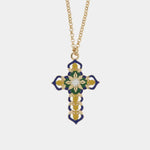 Collana in Metallo con maioliche colorate a forma di croce