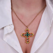 Collana in Metallo con maioliche colorate a forma di croce