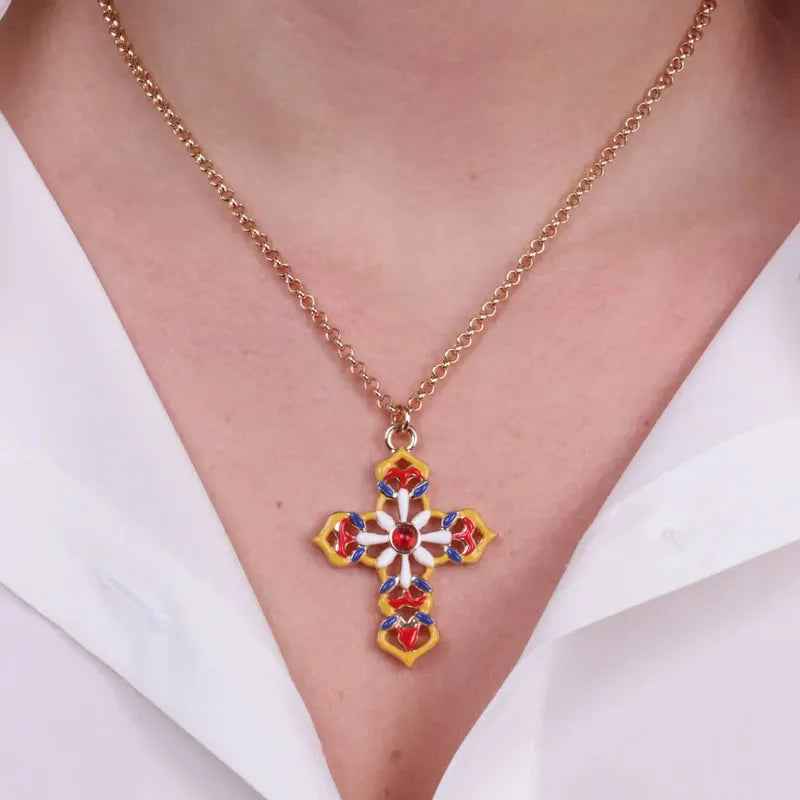 Collana in Metallo con croce colorata