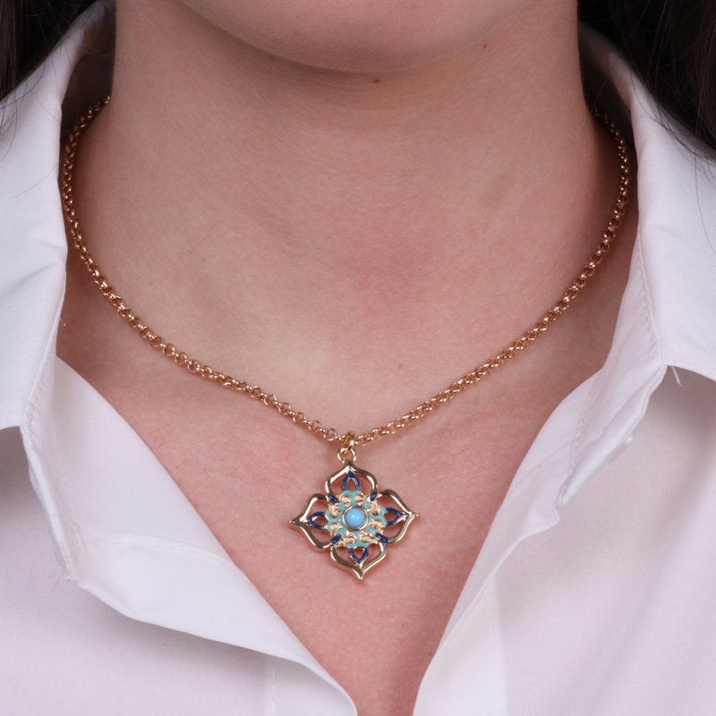 Collana in Metallo con croce di Malta colorata - BYSIMON gioielli