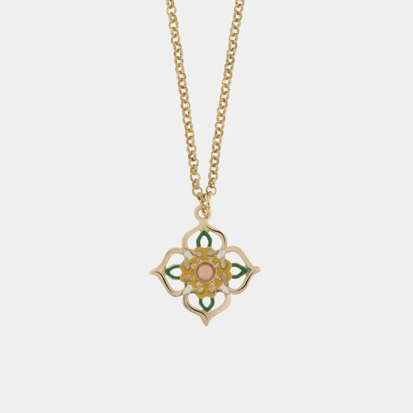 Collana in Metallo con maioliche colorate a forma di croce