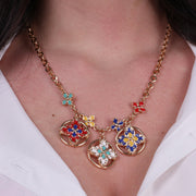 Collana in Metallo con croci  di Malta colorate pendenti