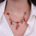 Collana in Metallo con cornetti portafortuna, caffettiera, 13, quadrifoglio, pizza - BYSIMON gioielli