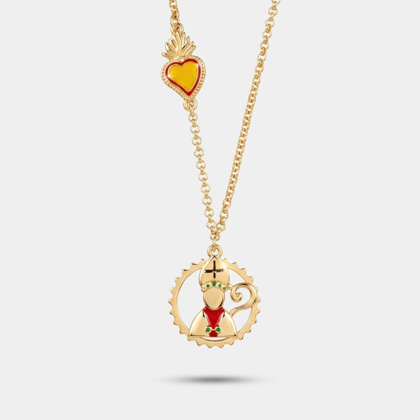 Collana con San Gennaro e cuore sacro | gioielli portafortuna napoletani | BYSIMON