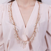 Collana in Metallo con perle bianche