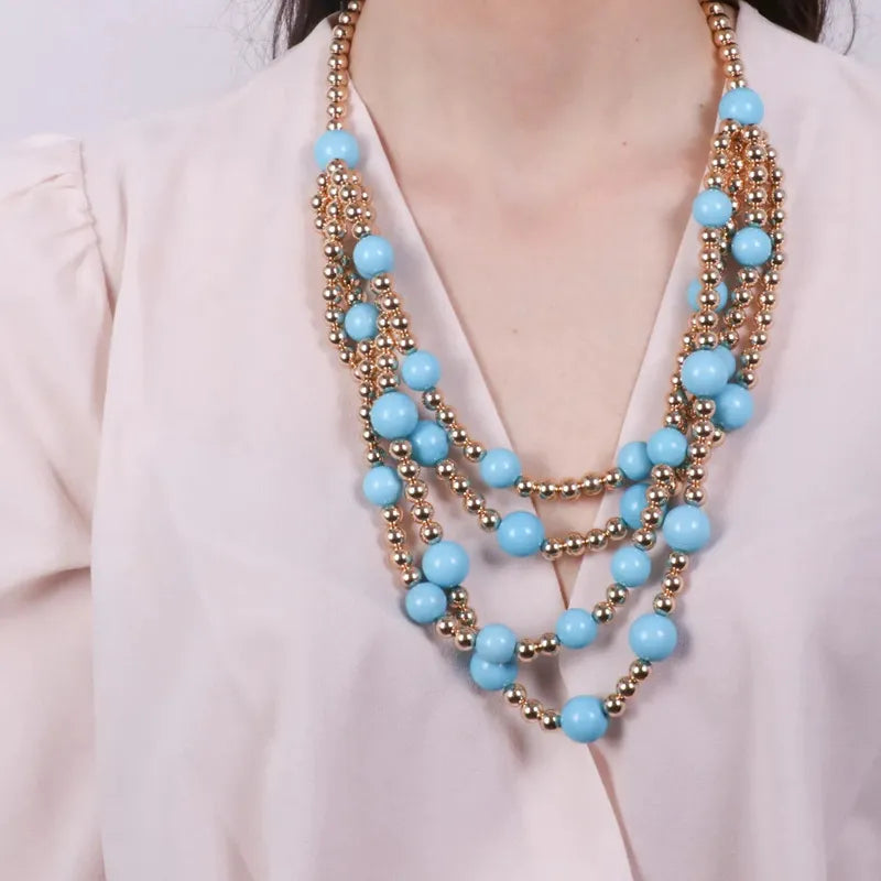 Collana in Metallo con palline e turchesi