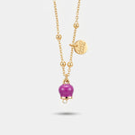Collana in Metallo con campanella portafortuna pendente, impreziosita da smalto e cristalli - BYSIMON gioielli