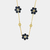 Collana in Metallo con pietre blu a forma di fiore