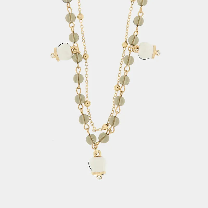Collana in Metallo con campanella portafortuna pendente, impreziosita da smalto e punto luce