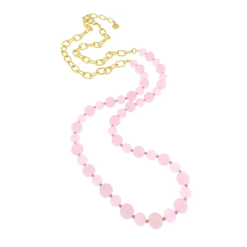 Collana in Metallo con pietre rosa e nodi