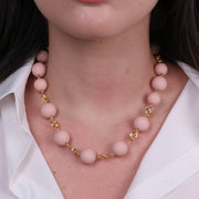 Metal necklace with powder pink stones