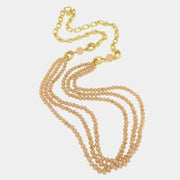 Collana in Metallo multifilo con pietre rosa cipria