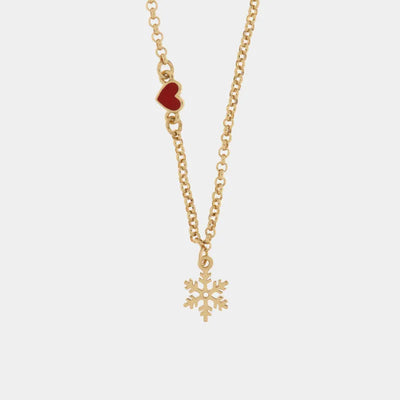 Collana in Metallo fiocco di neve e cuore rosso