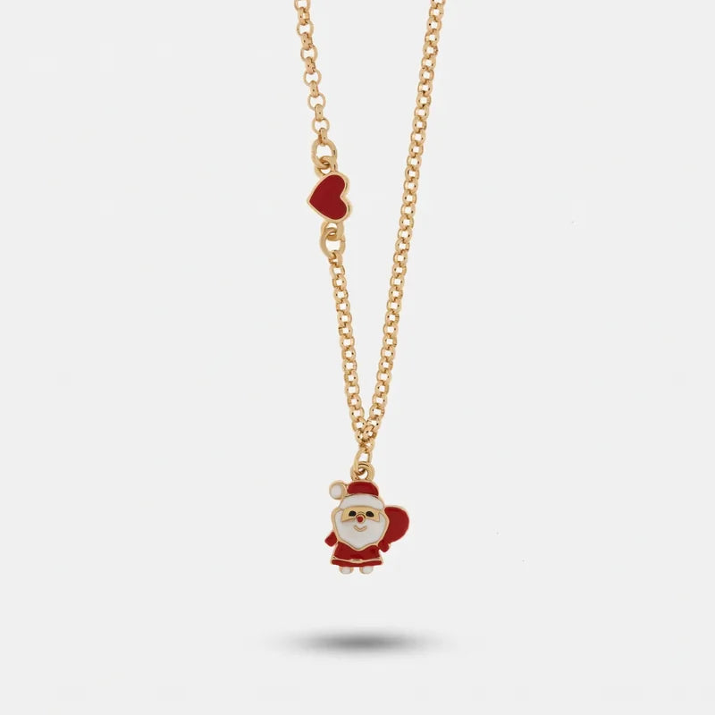 Collana in Metallo Babbo Natale e cuore rosso