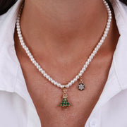 Collana in Metallo giro di perle con albero di Natale
