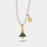 Collana in Metallo giro di perle con albero di Natale