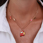 Collana in Metallo Babbo Natale, pan di zenzero e casetta