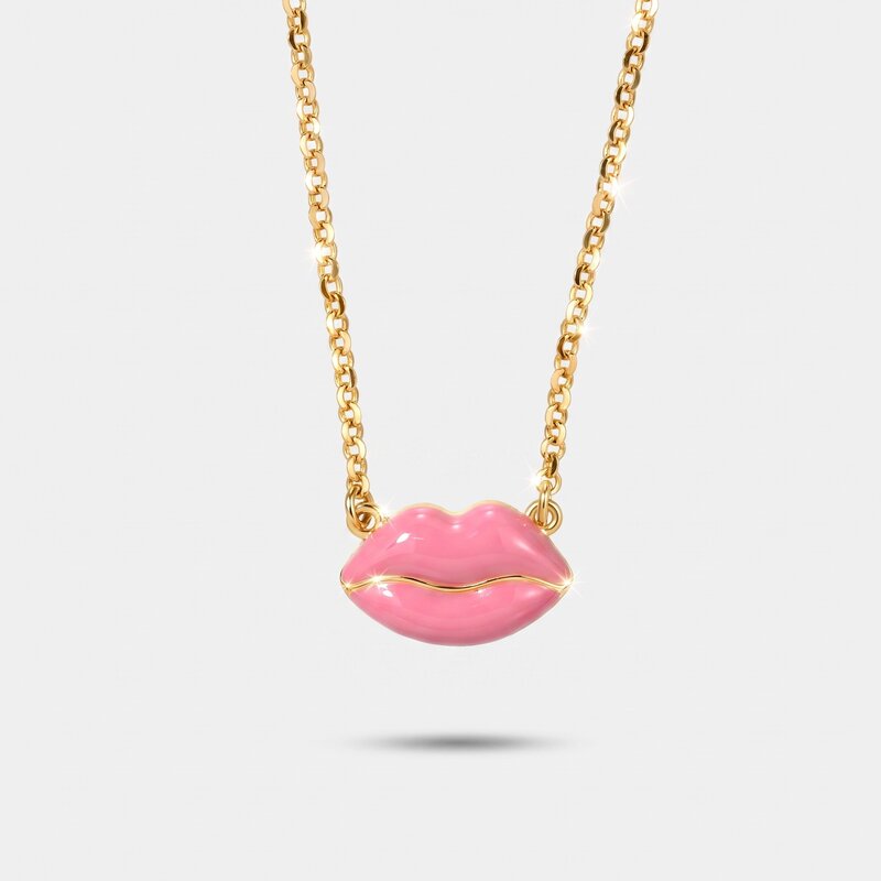 Collana in Metallo con bocca rosa