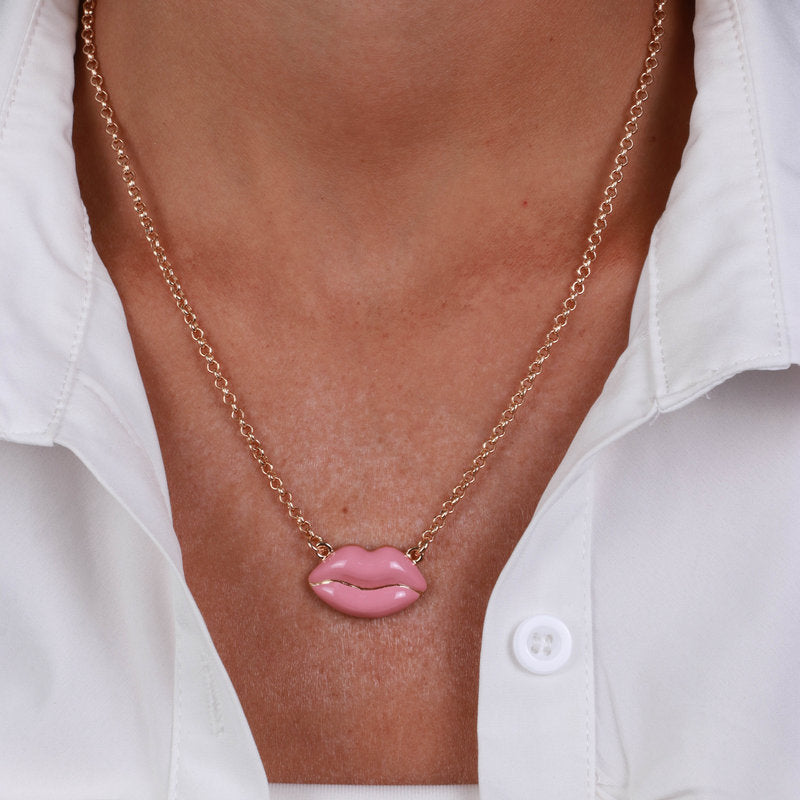 Collana in Metallo con bocca rosa - BYSIMON gioielli