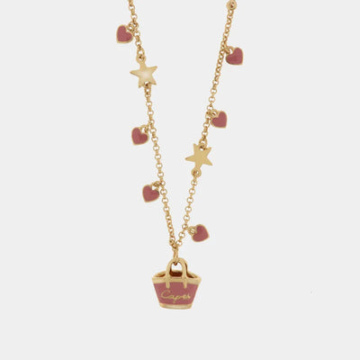 Collana in Metallo con borsa e cuori rosa - BYSIMON gioielli