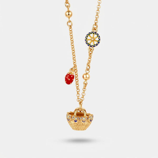 Collana in Metallo con coffa impreziosita da ruota e cactus - BYSIMON gioielli