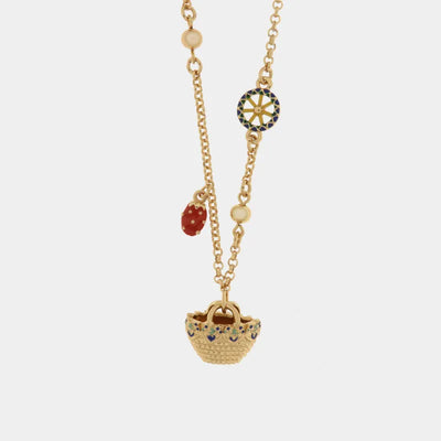 Collana in Metallo con coffa impreziosita da ruota e cactus - BYSIMON gioielli