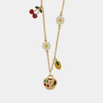 Collana in Metallo con coffa impreziosita da limoni e ciliegie - BYSIMON gioielli