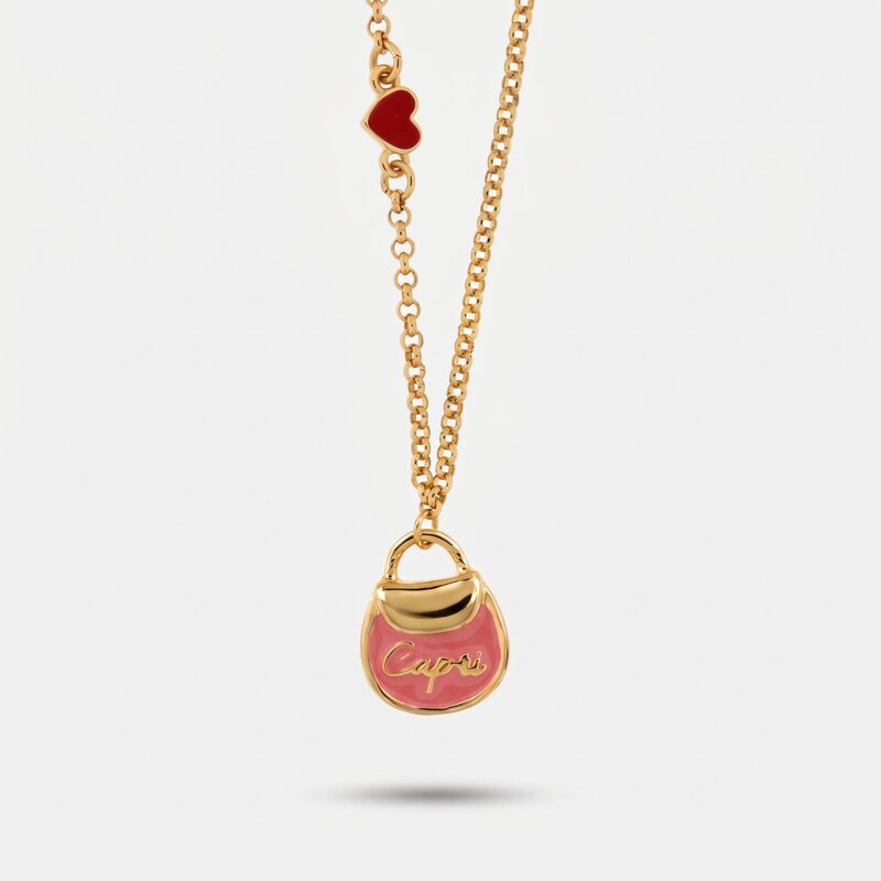 Collana in Metallo con borsa rosa Capri - BYSIMON gioielli