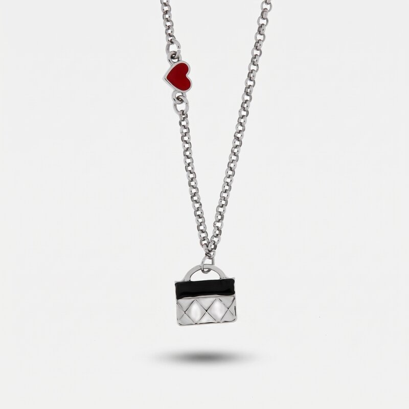 Collana in Metallo con borsa rettangolare nera - BYSIMON gioielli