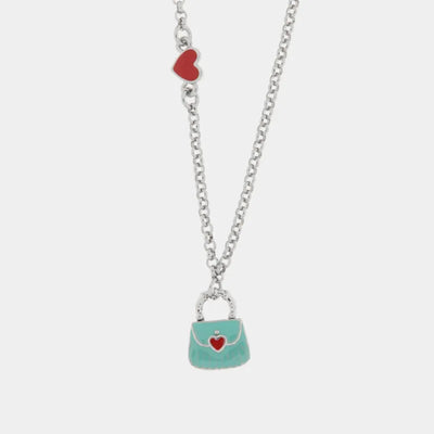 Collana in Metallo con borsa azzurra e cuori rossi - BYSIMON gioielli