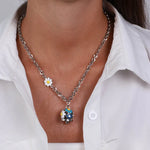 Collana in Metallo campanella con fiori blu - BYSIMON gioielli