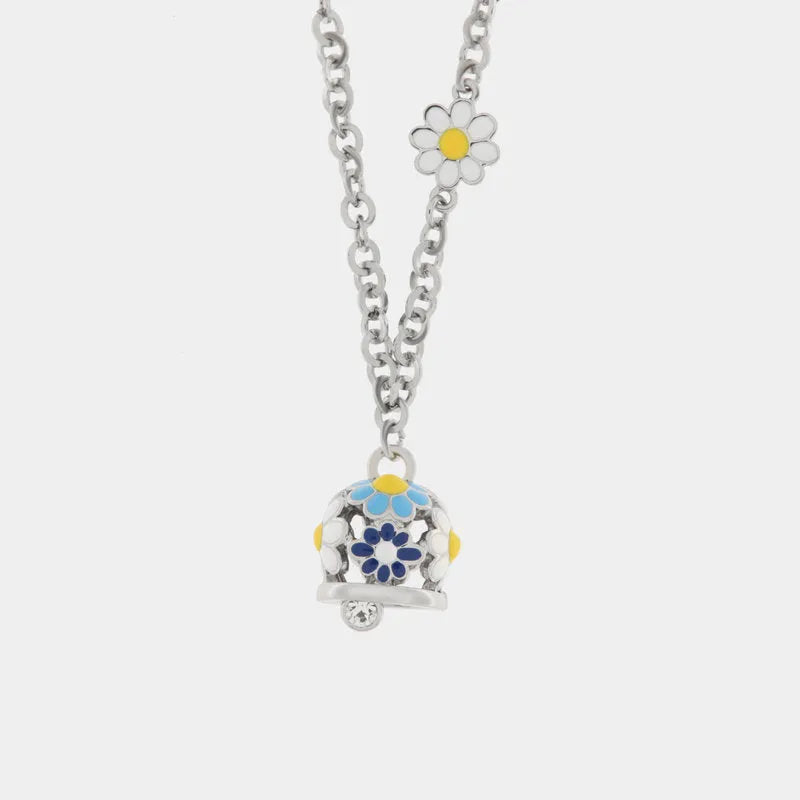 Collana in Metallo campanella con fiori blu - BYSIMON gioielli