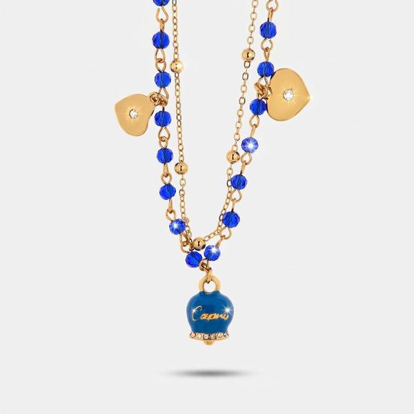 Collana in Metallo multifilo con pietre blu e campanella Capri blu