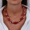 Collana in Metallo con catene a forma rettangolare viola