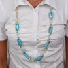 Collana in Metallo con catene a forma rettangolare celeste
