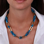 Collana in Metallo con catene a forma rettangolare blu