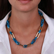 Collana in Metallo con catene a forma rettangolare blu