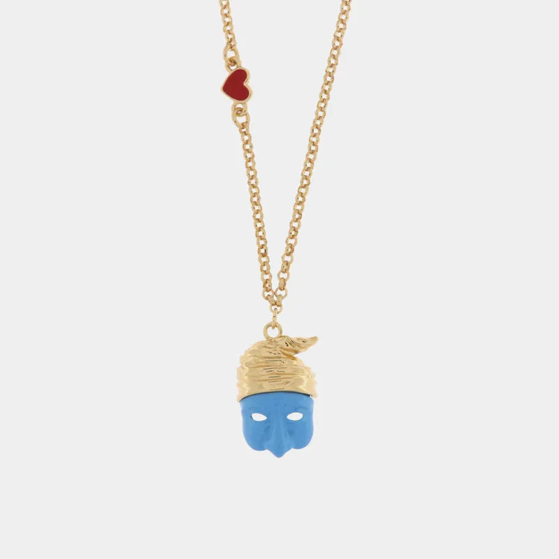 Collana in Metallo con maschera di pulcinella azzurra AMONAPOLI - gioiello BySimon