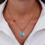 Collana in Metallo con medaglia e disegno Vesuvio azzurro