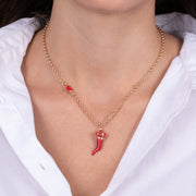 Collana in Metallo con corno rosso e corona