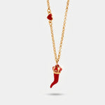 Collana in Metallo con cornetto rosso e corona - BYSIMON gioielli