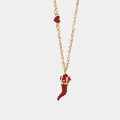 Collana con corno portafortuna rosso in metallo | corno portafortuna napoletano | BYSIMON