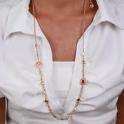 Collana in Metallo in stile antico rosso e blu